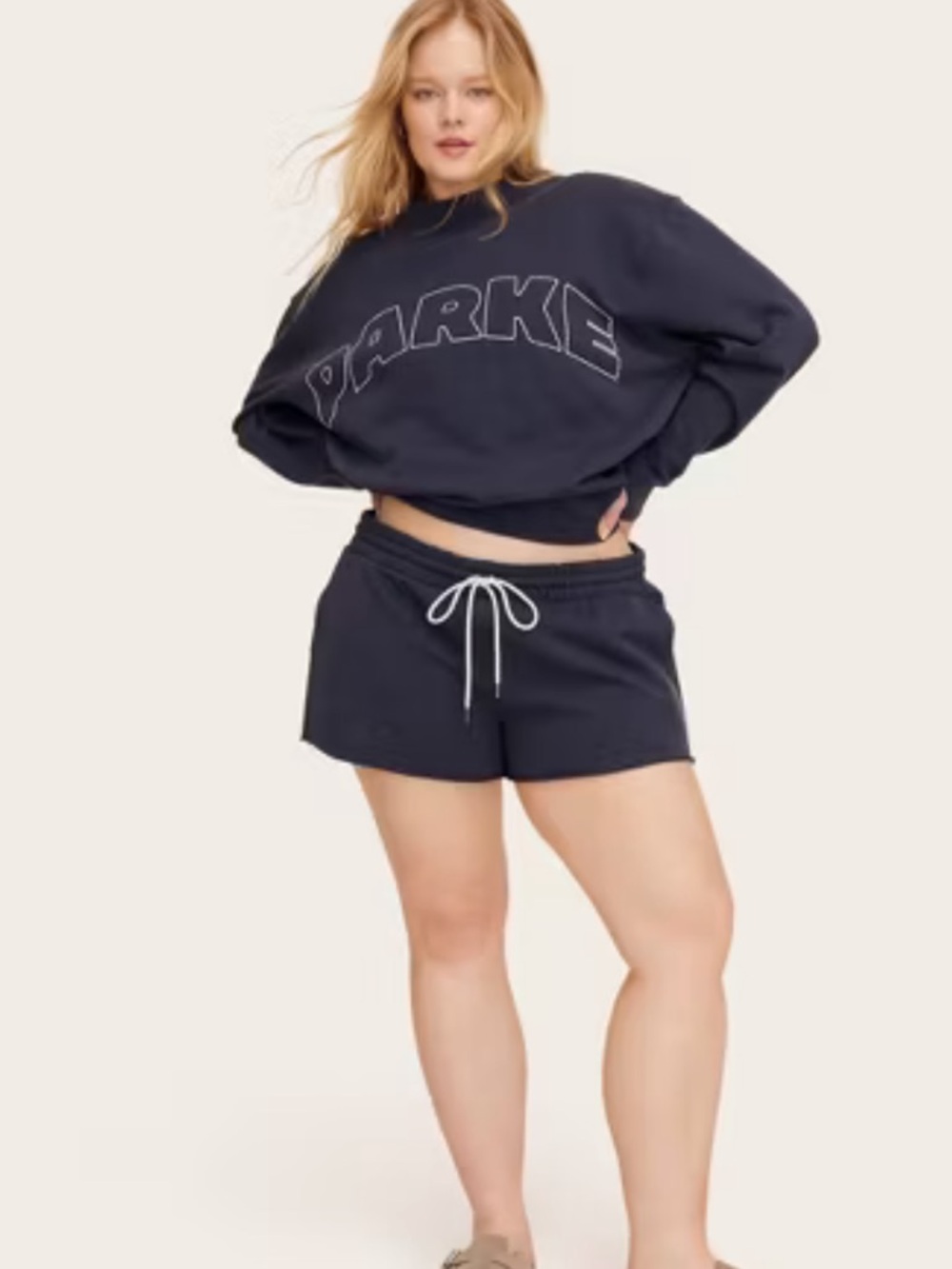 Parke x Target high rise, drawstring knit pull on shorts